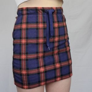 Fuzzy plaid skirt